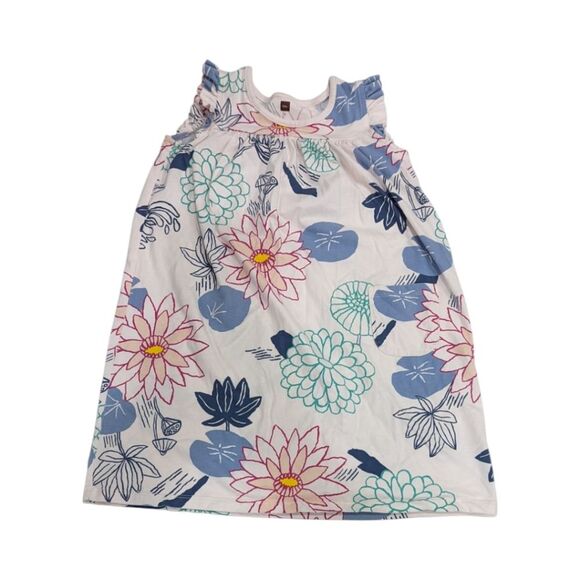 Tea Collection Floral Pink Blue Green White Spring Summer Dress Girls Size 7 - Picture 1 of 6